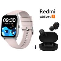 Audífonos Bluetooth Redmi AirDots 2 y Reloj Inteligente C09 - Rosa