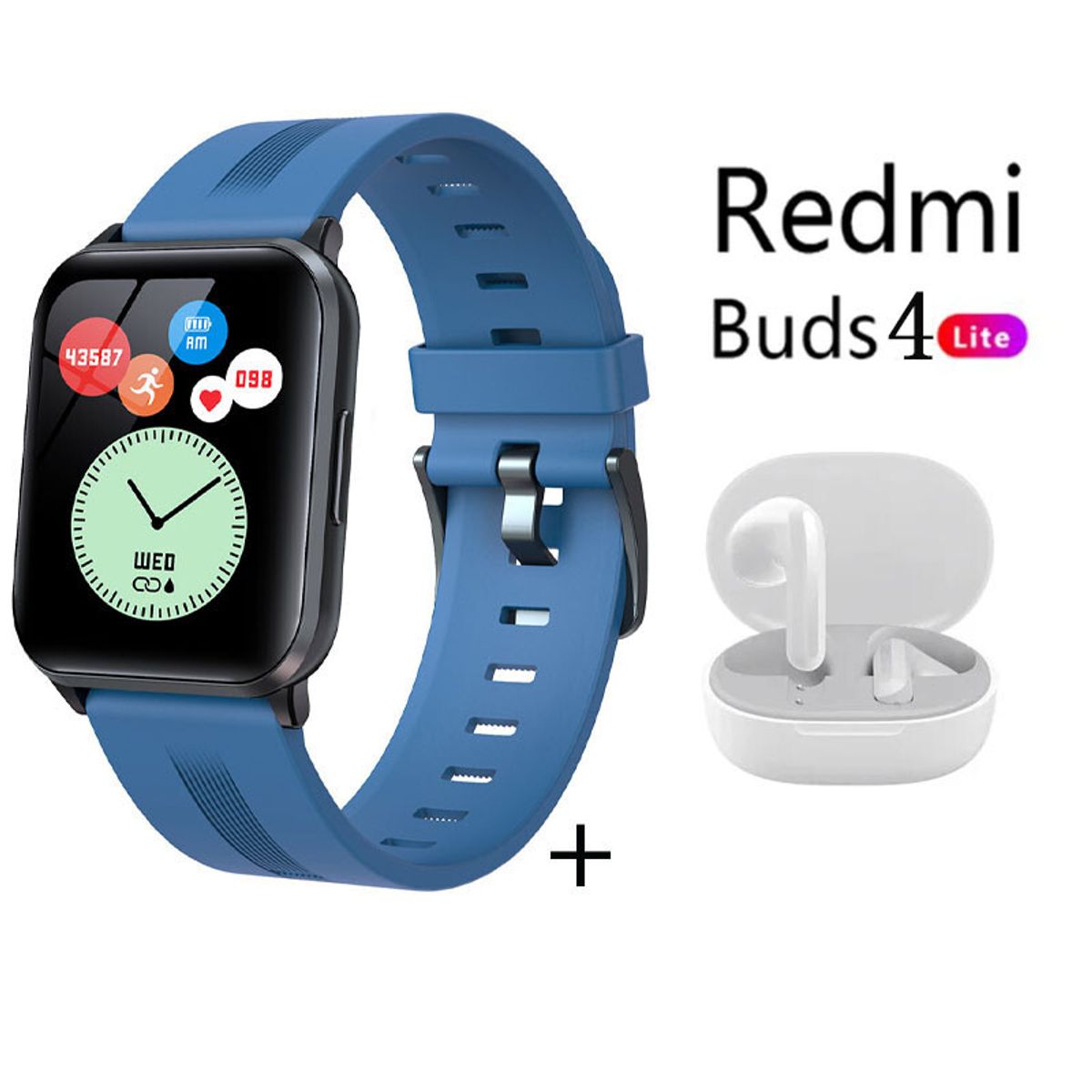 XIAOMI - Y79 reloj inteligente deportivo Azul + Redmi Buds 4 Lite - Blanco