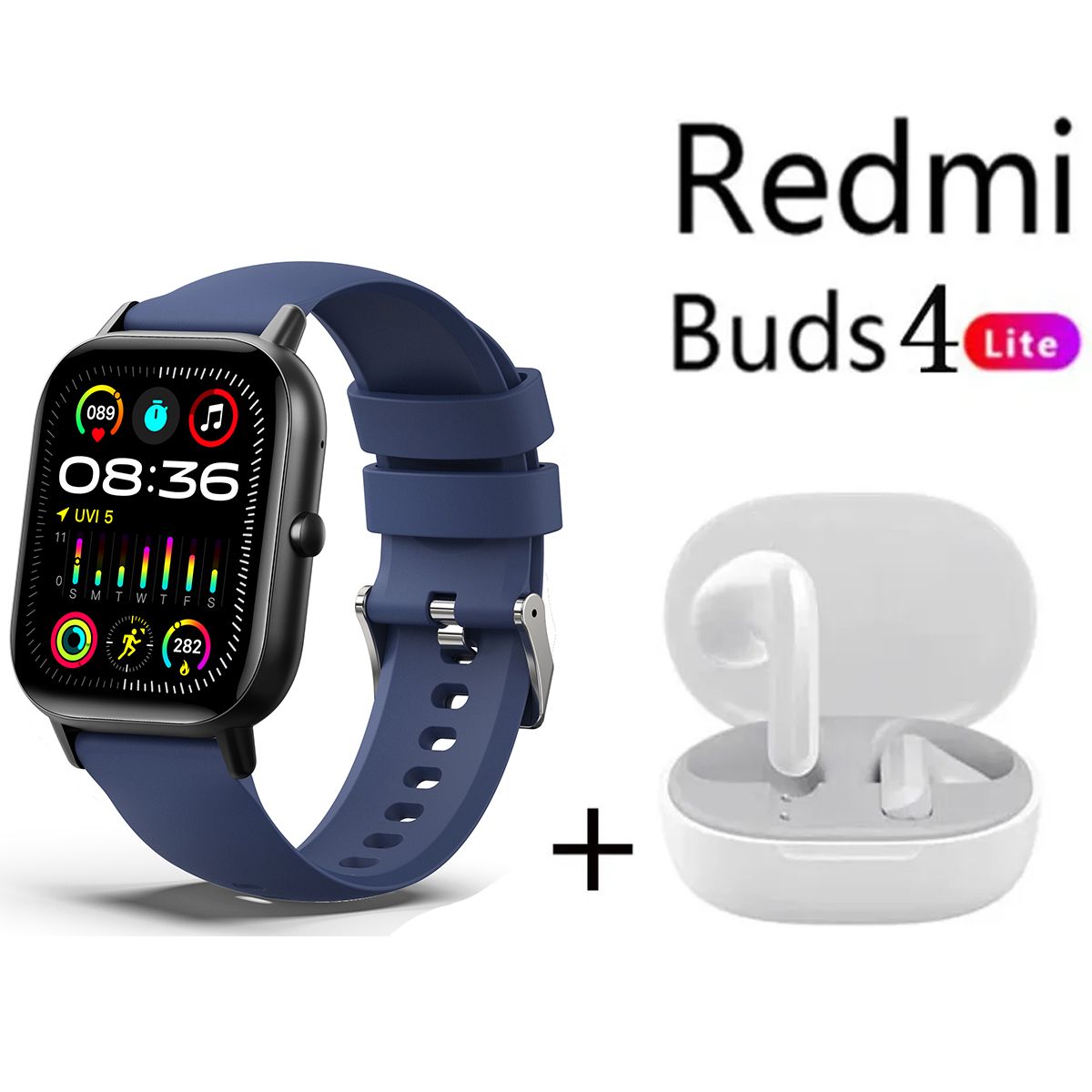 XIAOMI - Reloj inteligente Azul + xiaomi Redmi Buds 4 Lite - Blanco