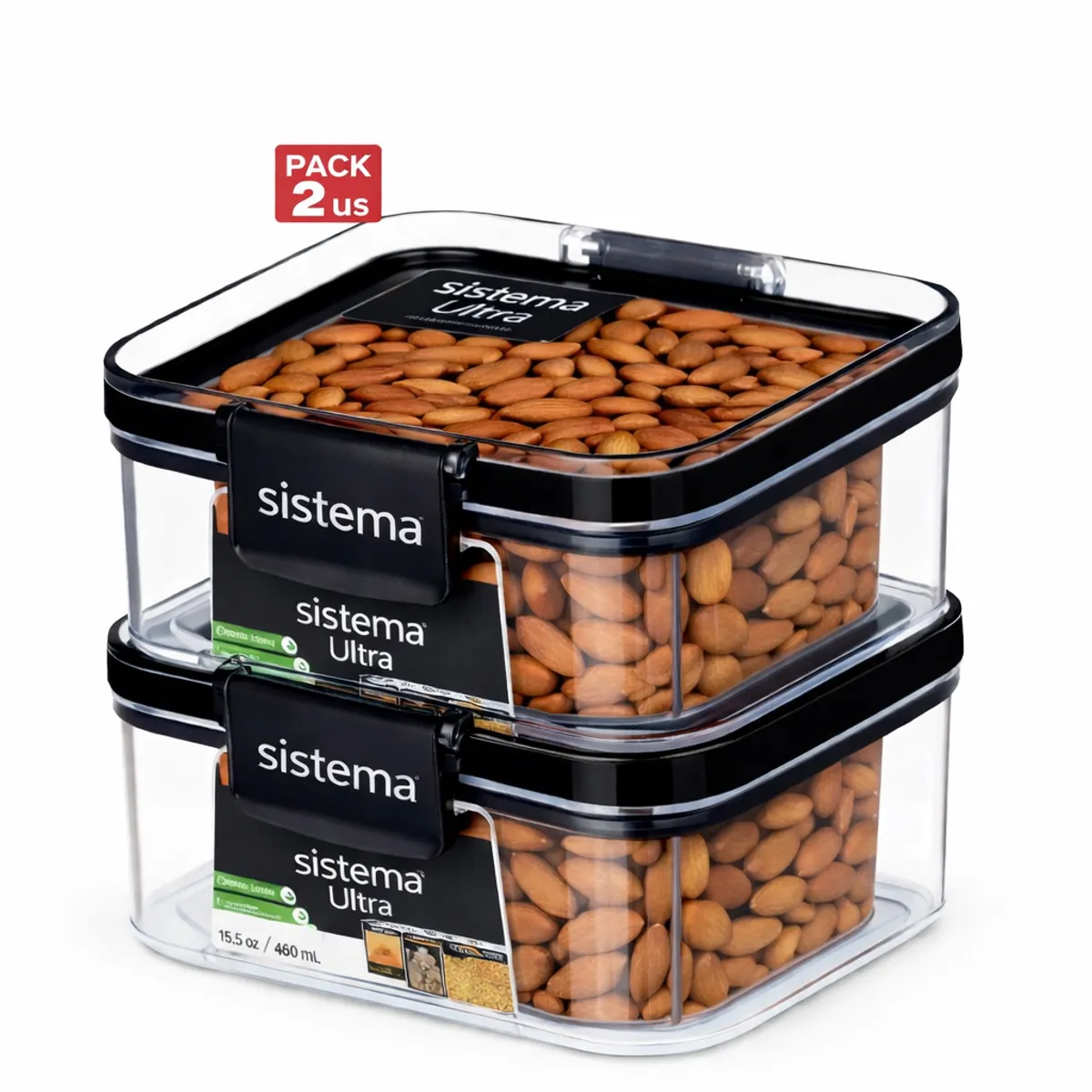 SISTEMA - Contenedor Hermetico Sistema Ultra de 460 ml. - Pack 2 us. - Fabricado en Nueva Zelandia