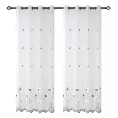 OKAY - Visillo Velo Brodado Con Argolla 140x220 Cm 2 Paño