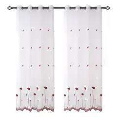 OKAY - Visillo Velo Brodado Con Argolla 140x220 Cm 2 Paño