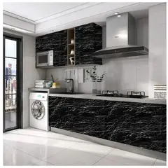 PASTELERIUS - 2 Papel Mural Pvc Autoadhesivo Papel Para Pared Marmol 10mts Negro papel para pared mural