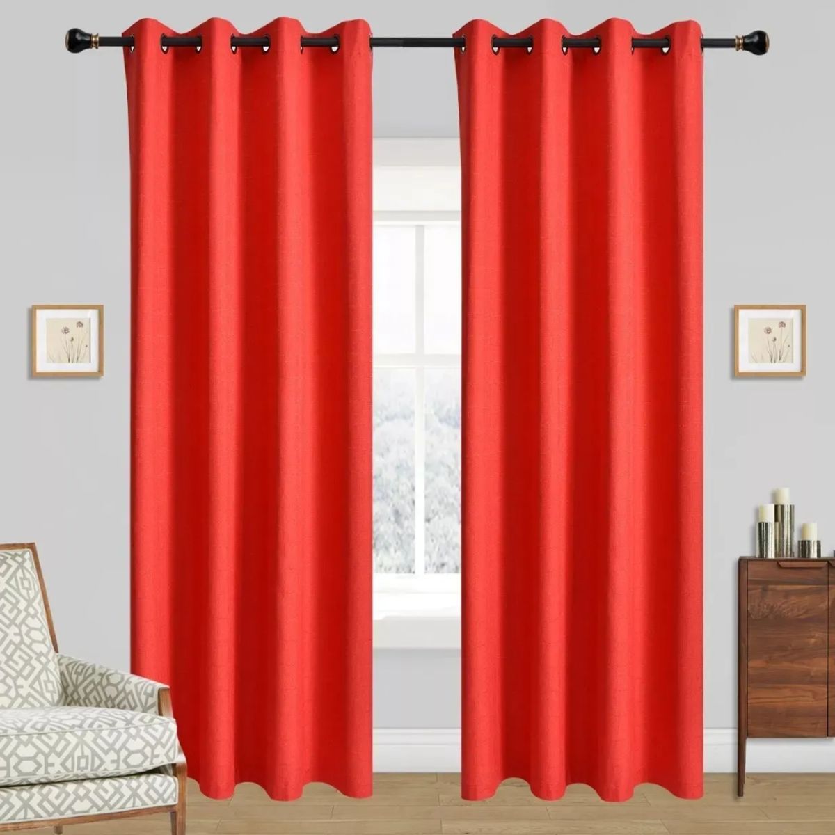 OKAY - 1 Paño Cortina Lino Con Blackout Engomado Térmica 140x220