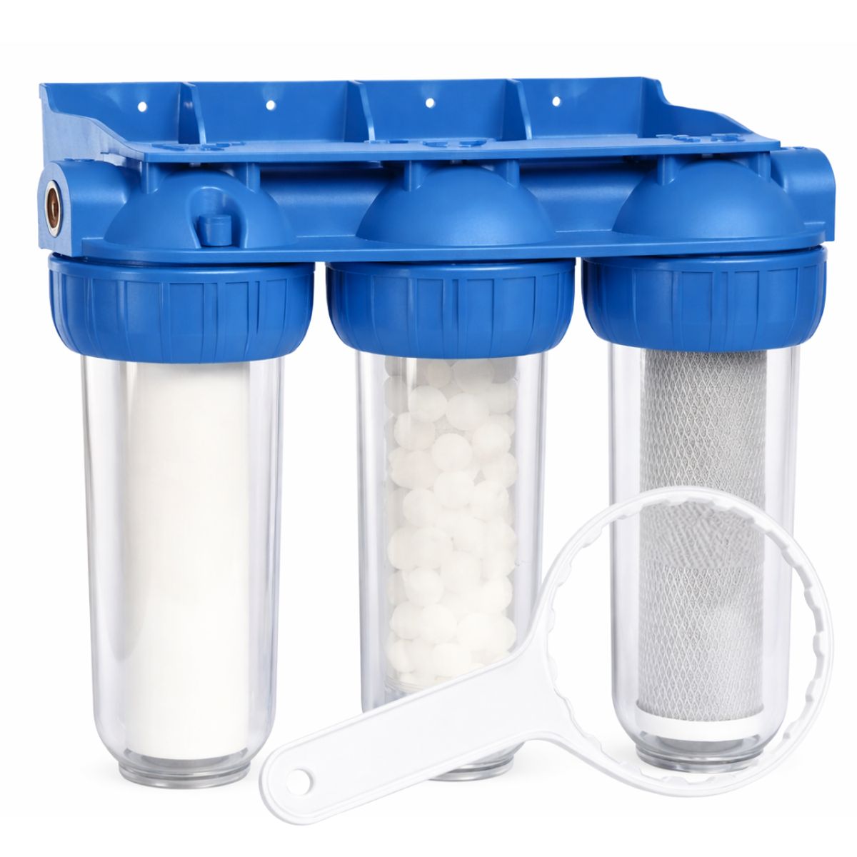 GENERICO - Filtro Agua Triple Anti Sarro Ablandador 3 Filtros Purificador Agua  Filtra Cloro, Olores Y Sedimentos Klac®