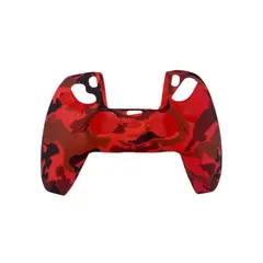 GENERICO - Funda Protectora Silicona Mando Compatible PlayStation militar rojo