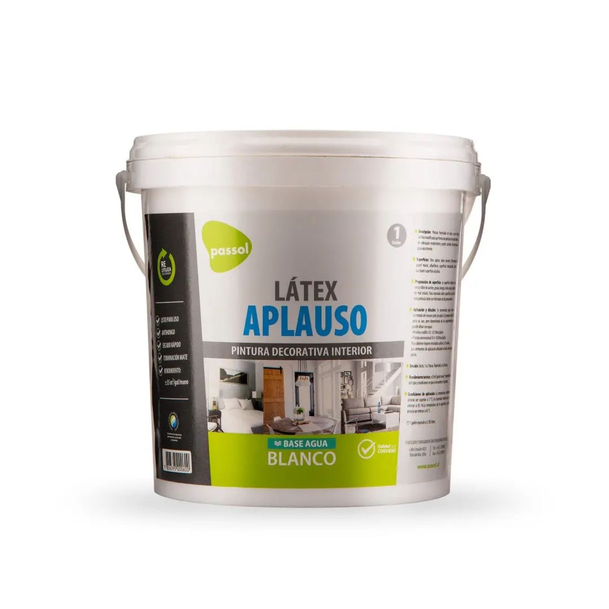 PASSOL - Pintura Látex Aplauso Blanco PASSOL 1 galon