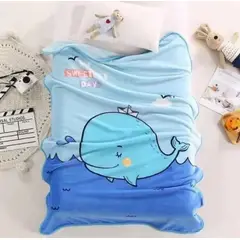GENERICO - FRAZADA INFANTIL ULTRASUAVE CON HERMOSOS DISEÑO BALLENA AZUL 100CM X 140CM HMY