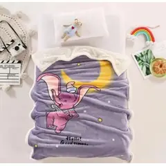 GENERICO - FRAZADA INFANTIL ULTRASUAVE CON HERMOSOS DISEÑO MORADO ELEFANTE 100CM X 140CM HMY