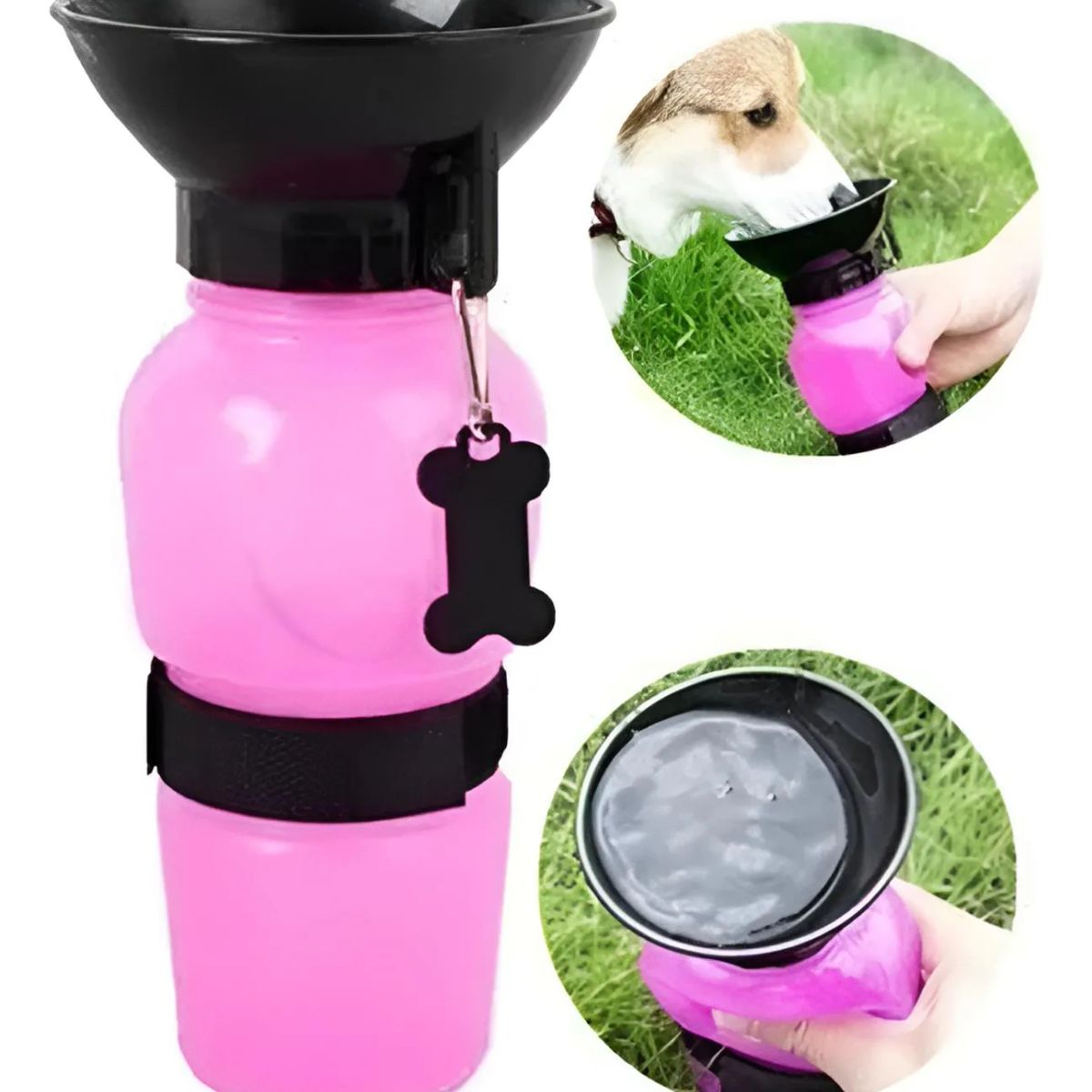 GENERICO - Bebedero Termo Portátil Botella De Agua Paseo De Perros Rosa