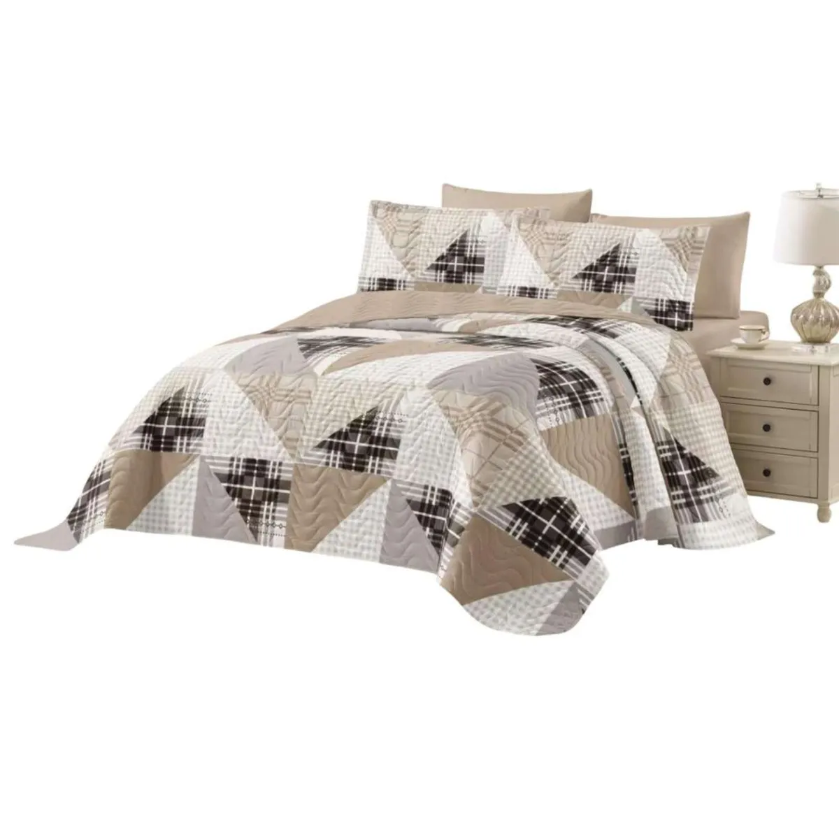 GENERICO - Cubrecama Quilt reversible Elegante y liviano plaza y media