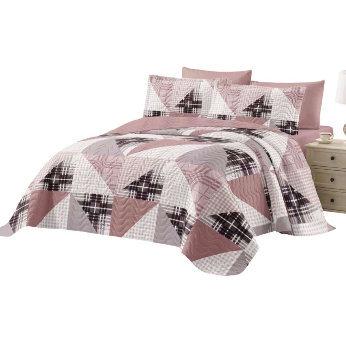 GENERICO - Cubrecama Quilt reversible Elegante y liviano plaza y media