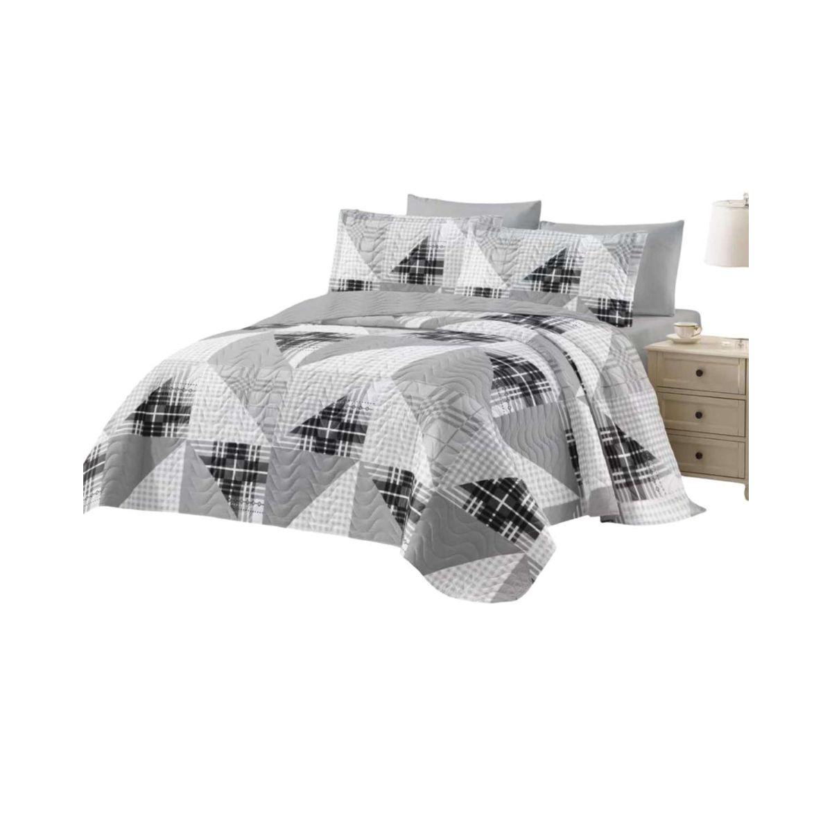 GENERICO - Cubrecama Quilt reversible Elegante y liviano plaza y media