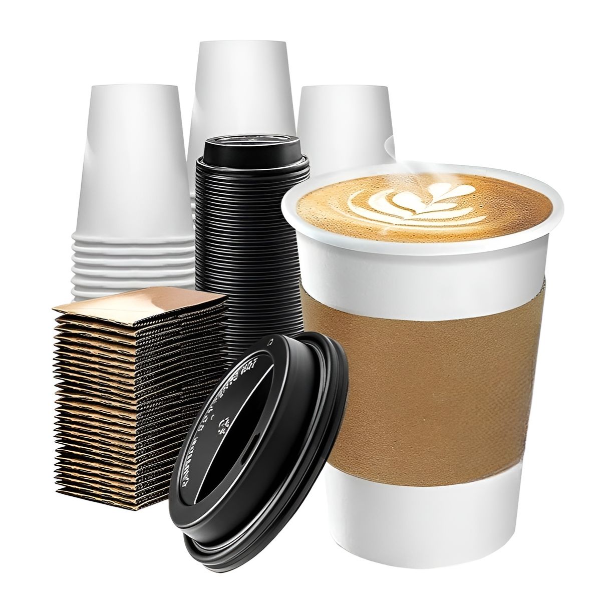 PASTELERIUSCL - Vaso Cafe Polipapel Vaso Kraft Vaso Ctapa+manga 12oz 100und Vaso Bebida Caliente Vaso Chocolate