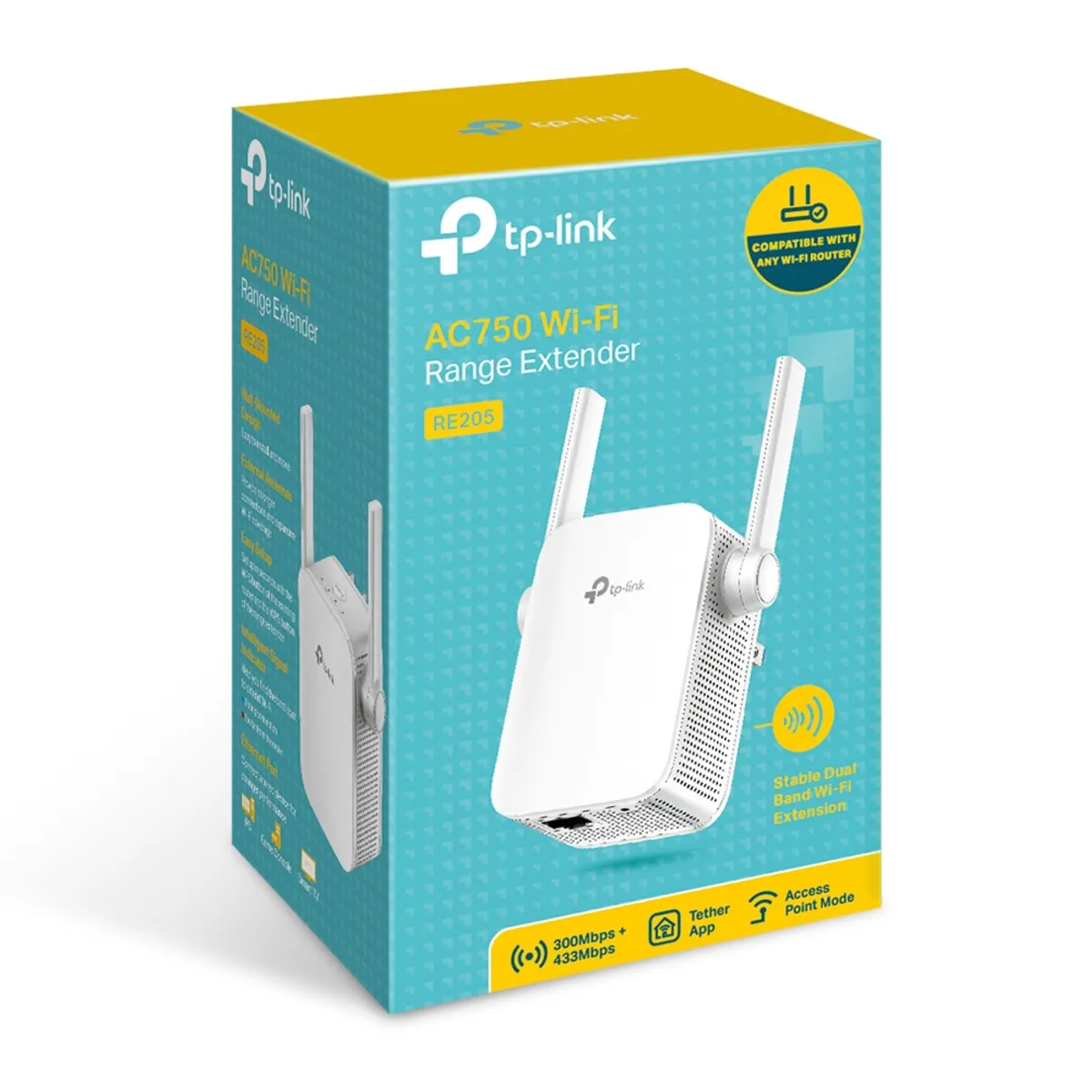 TP LINK - Tp-link Extensor Rango Re205 AC750 Wi-Fi Mesh 5GHz  2.4GHZ