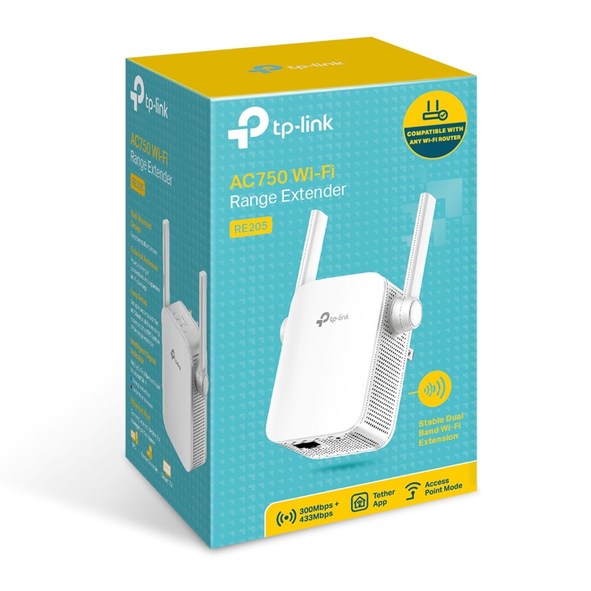 TP LINK - Tp-link Extensor Rango Re205 AC750 Wi-Fi Mesh 5GHz  2.4GHZ