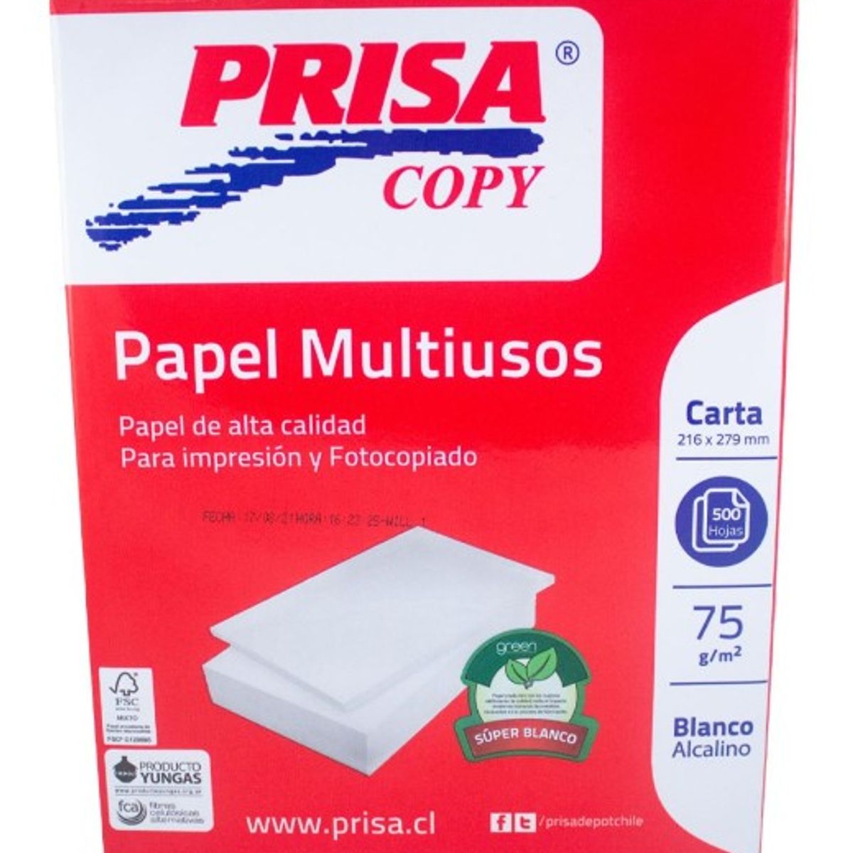 PRISA - Resma Papel Tipo Carta Prisa - 500 Hojas - 75 gr