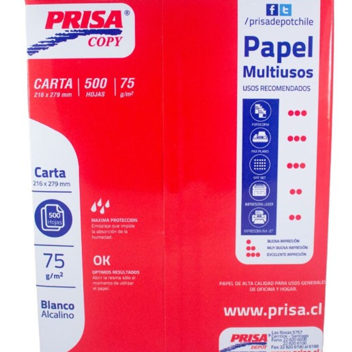 PRISA - Resma Papel Tipo Carta Prisa - 500 Hojas - 75 gr