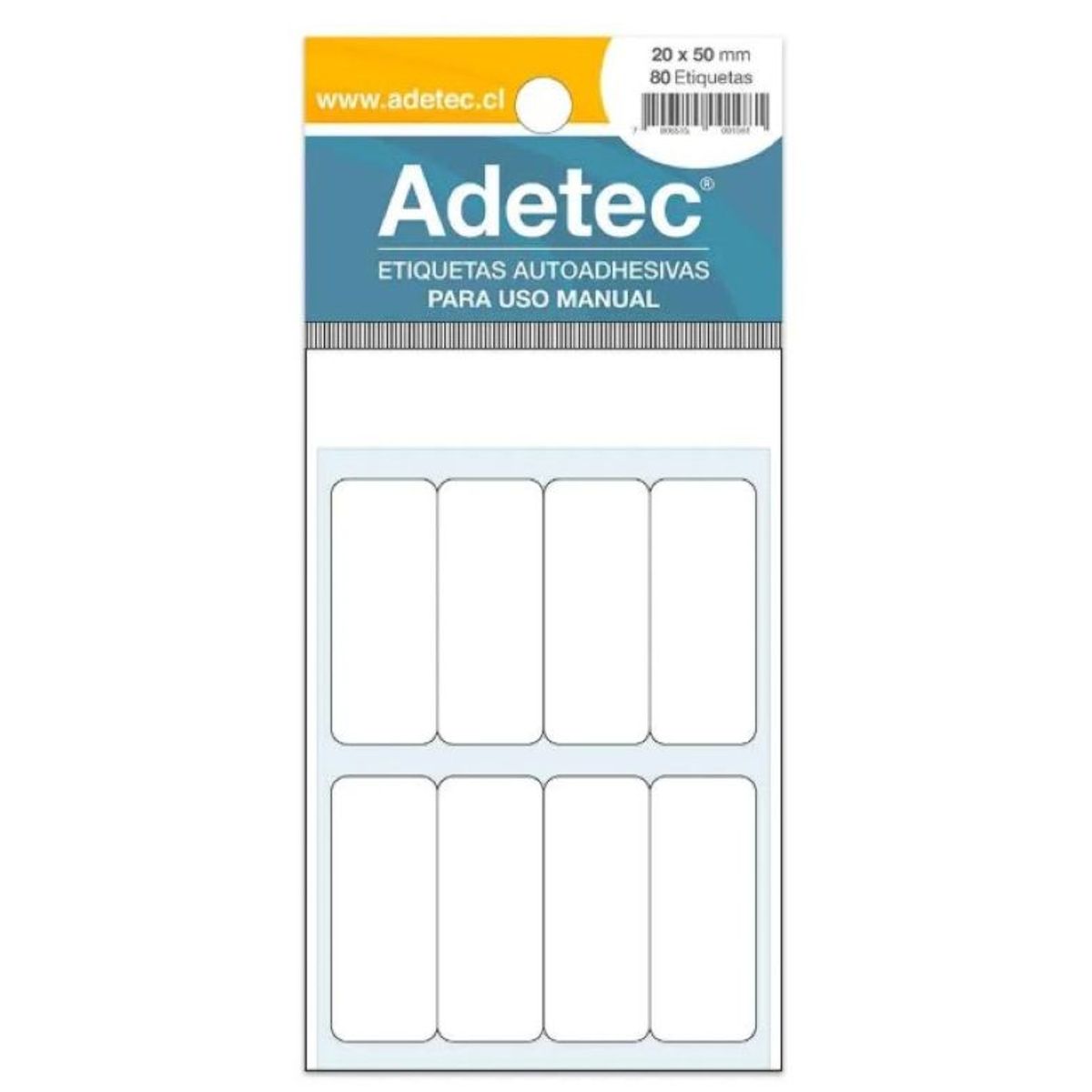 ADETEC - Etiquetas Manual 20 X 50 mm 80 Unid Blancas