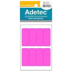 ADETEC - Etiquetas Manual 20 X 50 mm 80 Unid Rosada Flour