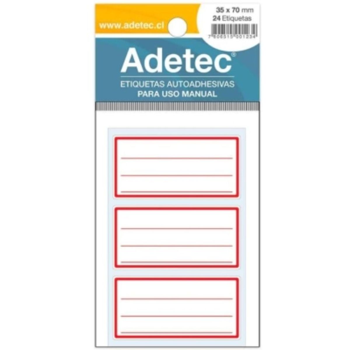 ADETEC - Etiquetas Manual 35 X 70 mm 24 Unid Rojas