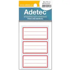 ADETEC - Etiquetas Manual 35 X 70 mm 24 Unid Rojas