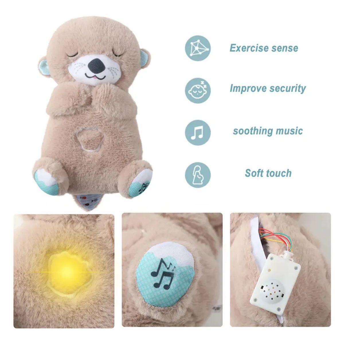 MOVI - NUTRIA PELUCHE APEGO CON MUSICA LUZ Y RESPIRACION PARA NIÑO