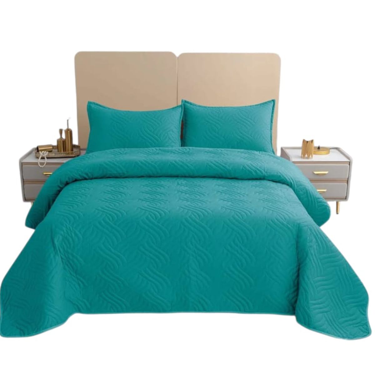 GENERICO - Cubrecama Quilt Super King Turquesa