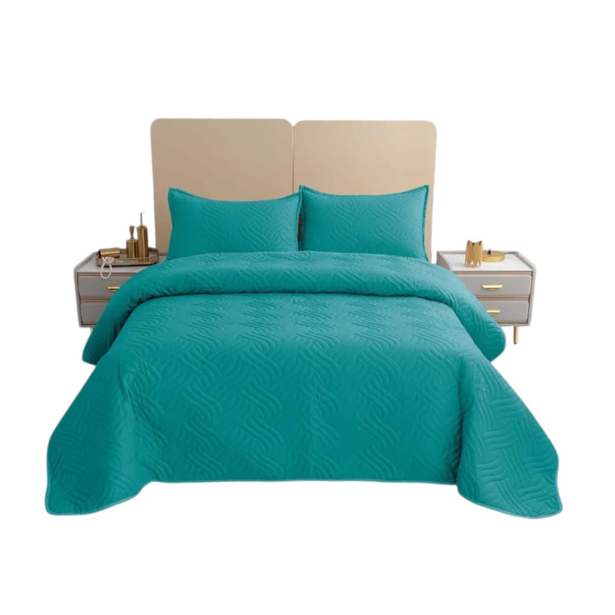 GENERICO - Cubrecama Quilt Super King Turquesa