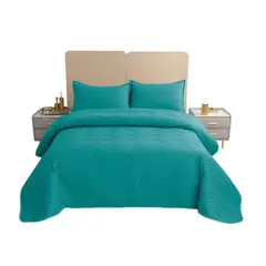GENERICO - Cubrecama Quilt Super King Turquesa