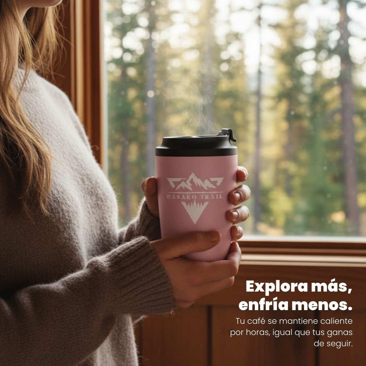 GENERICO - Mug térmico 240 ml para café FlipSeal acero inoxidable Rosa Cuarzo