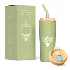 GENERICO - Vaso térmico 700 ml con bombilla Flow acero inoxidable Verde Matcha