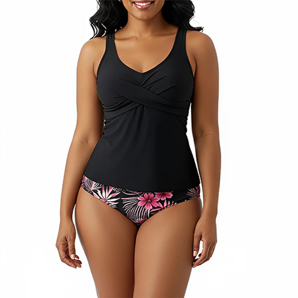 HIPSY SWIMWEAR - Tankini Mujer Botanic Negro