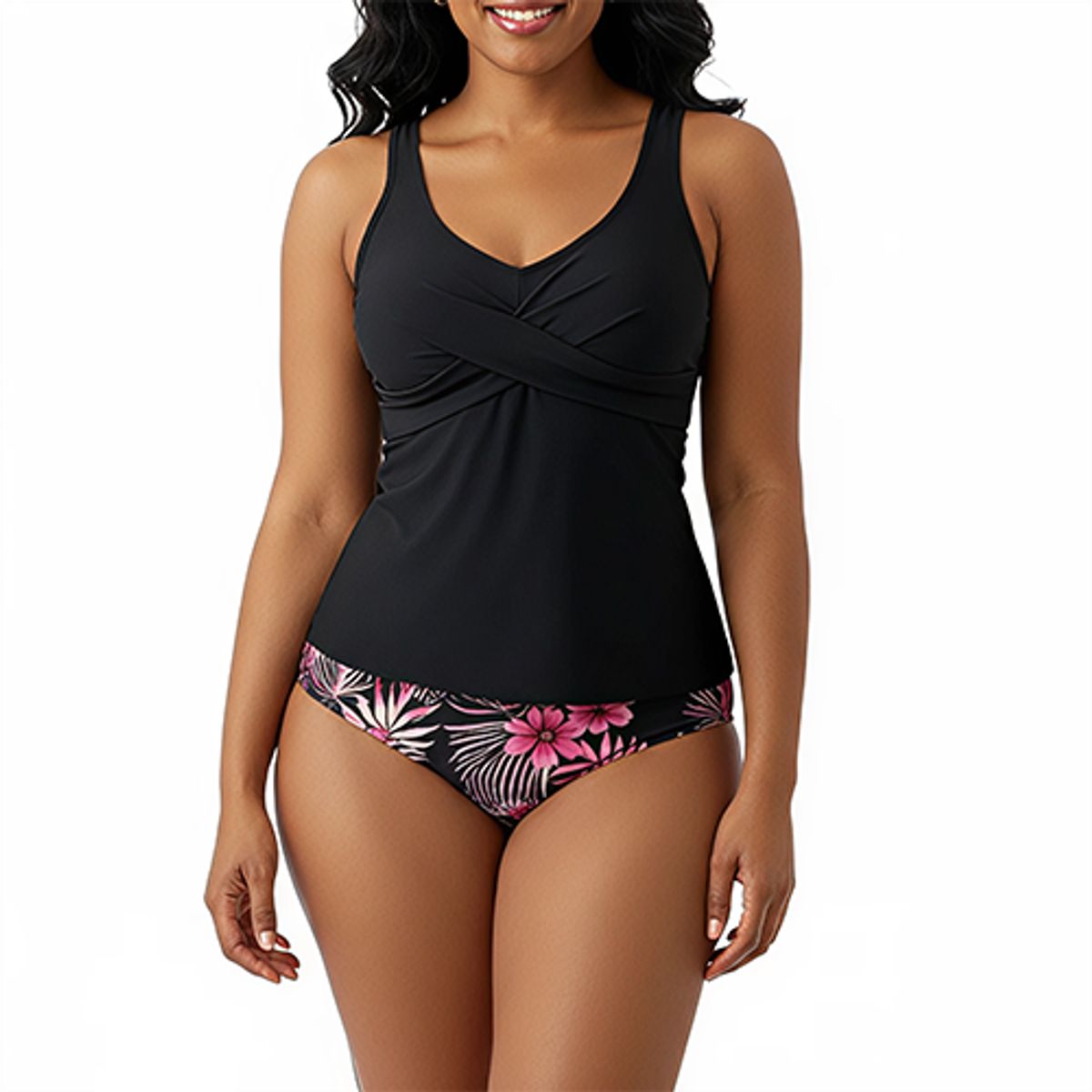 HIPSY SWIMWEAR - Tankini Mujer Botanic Negro