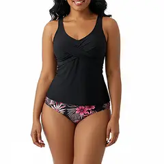 HIPSY SWIMWEAR - Tankini Mujer Botanic Negro
