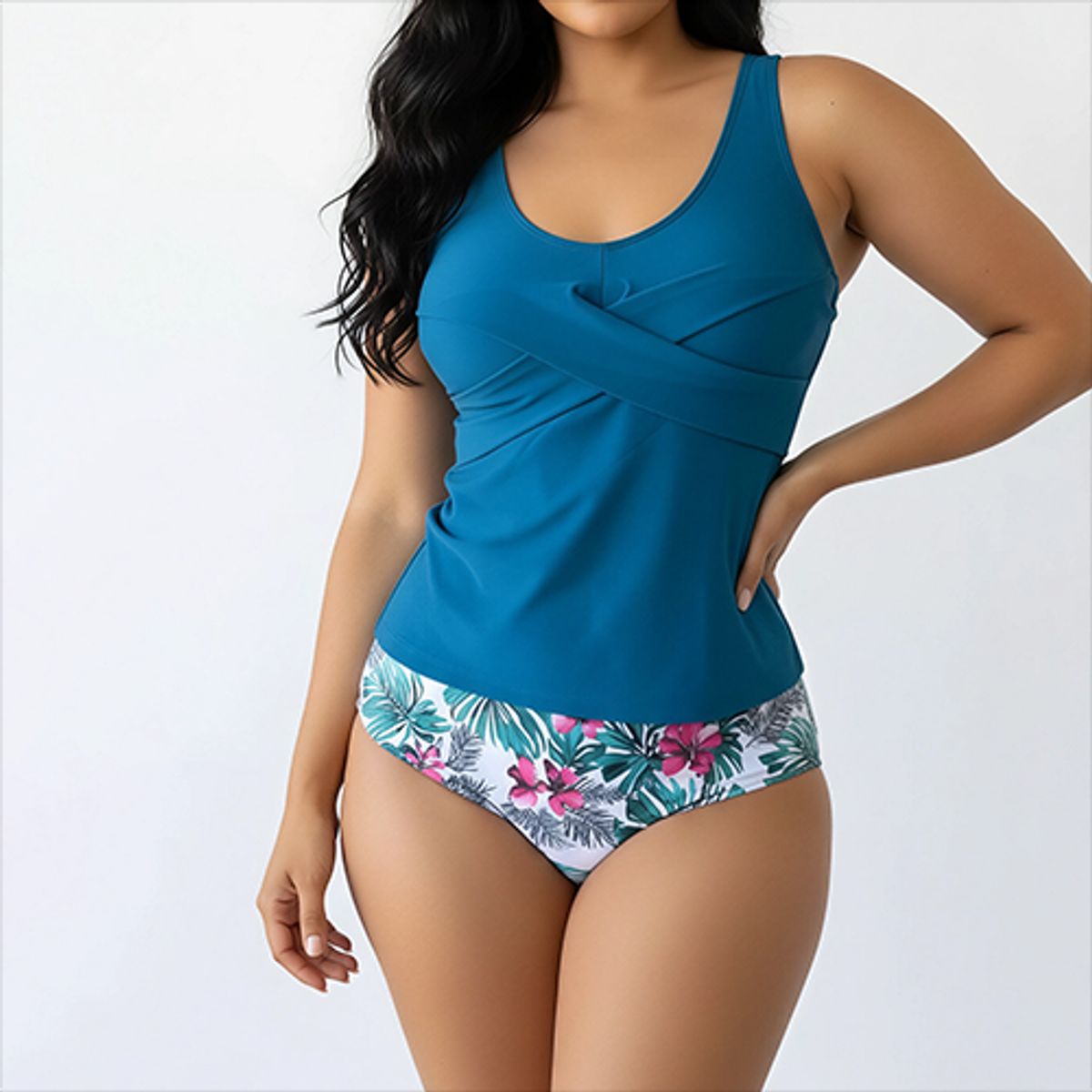 HIPSY SWIMWEAR - Tankini Mujer Botanic Azul