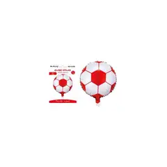 GENERICO - Globo metálico balón de fútbol blanco rojo 45cm