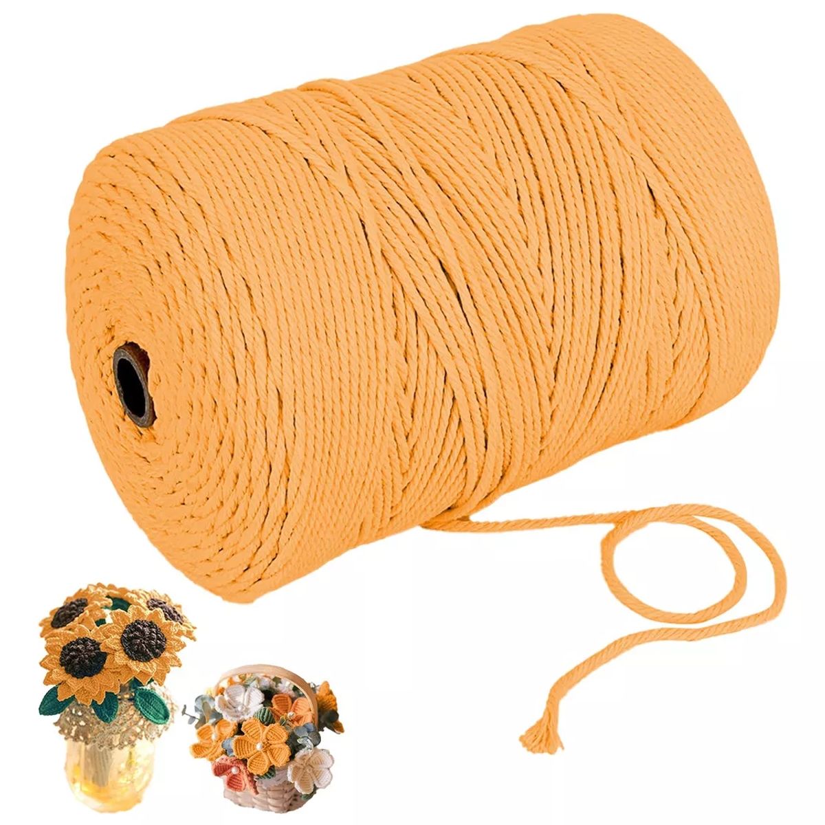 KINDA NICE - Cuerda Algodón Torcida Para Manualidad 3mmx500m Tejer Y Diy