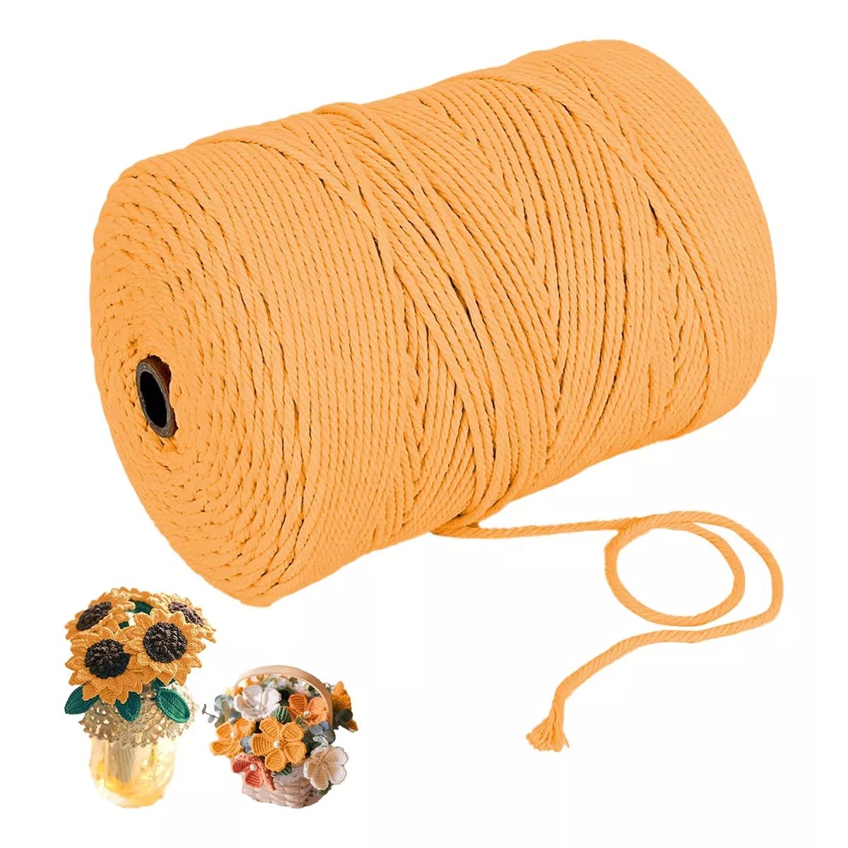 KINDA NICE - Cuerda Algodón Torcida Para Manualidad 3mmx500m Tejer Y Diy