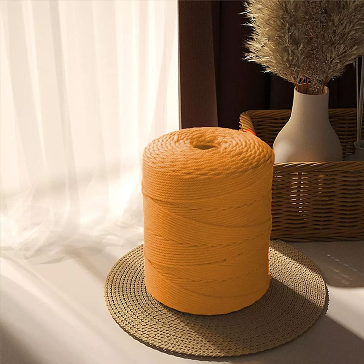 KINDA NICE - Cuerda Algodón Torcida Para Manualidad 3mmx500m Tejer Y Diy