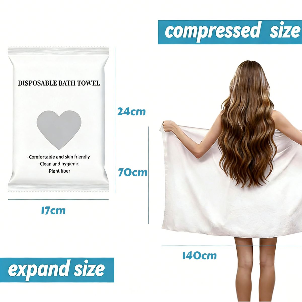 GENERICO - Pack 3 Toallas Desechables Para Cuerpo Baño 140x70 Cms