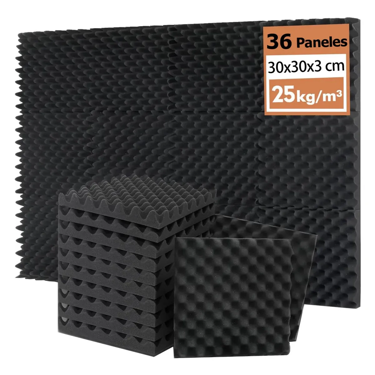KUANGYE - 36 Paneles Acusticos Espuma Acústica, Aislante Acustico 30cm