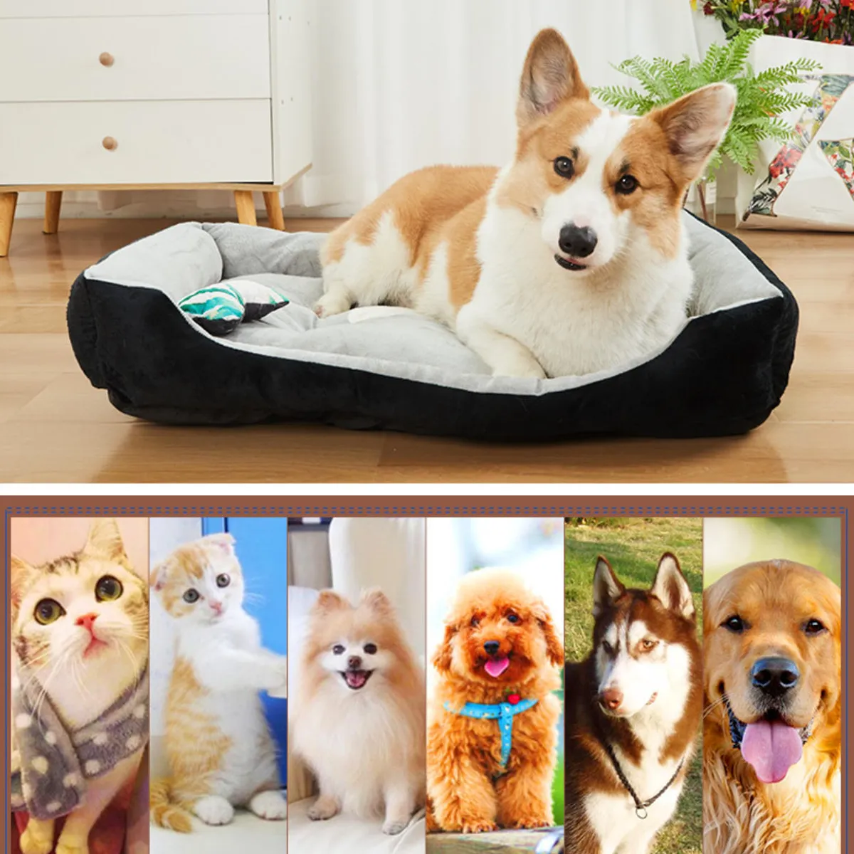 KINDA NICE - Cama Suave Para Mascotas Perros Y Gatos Talla 80x60cm