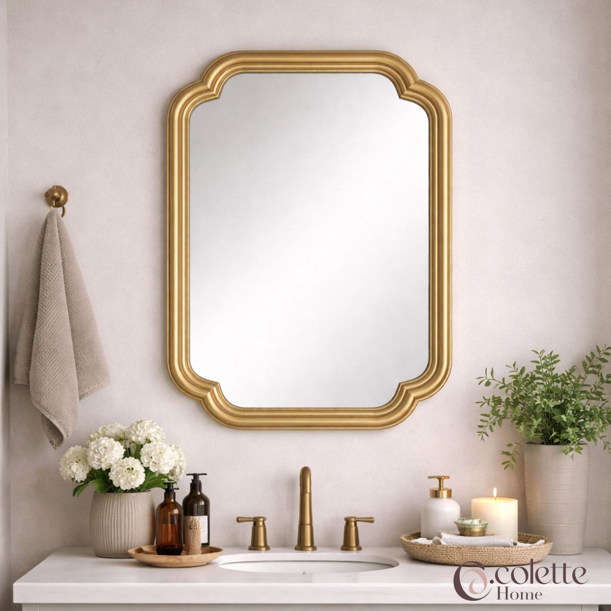 COLETTE - Espejo decorativo y Funcional Elegante Dorado Neoclásico