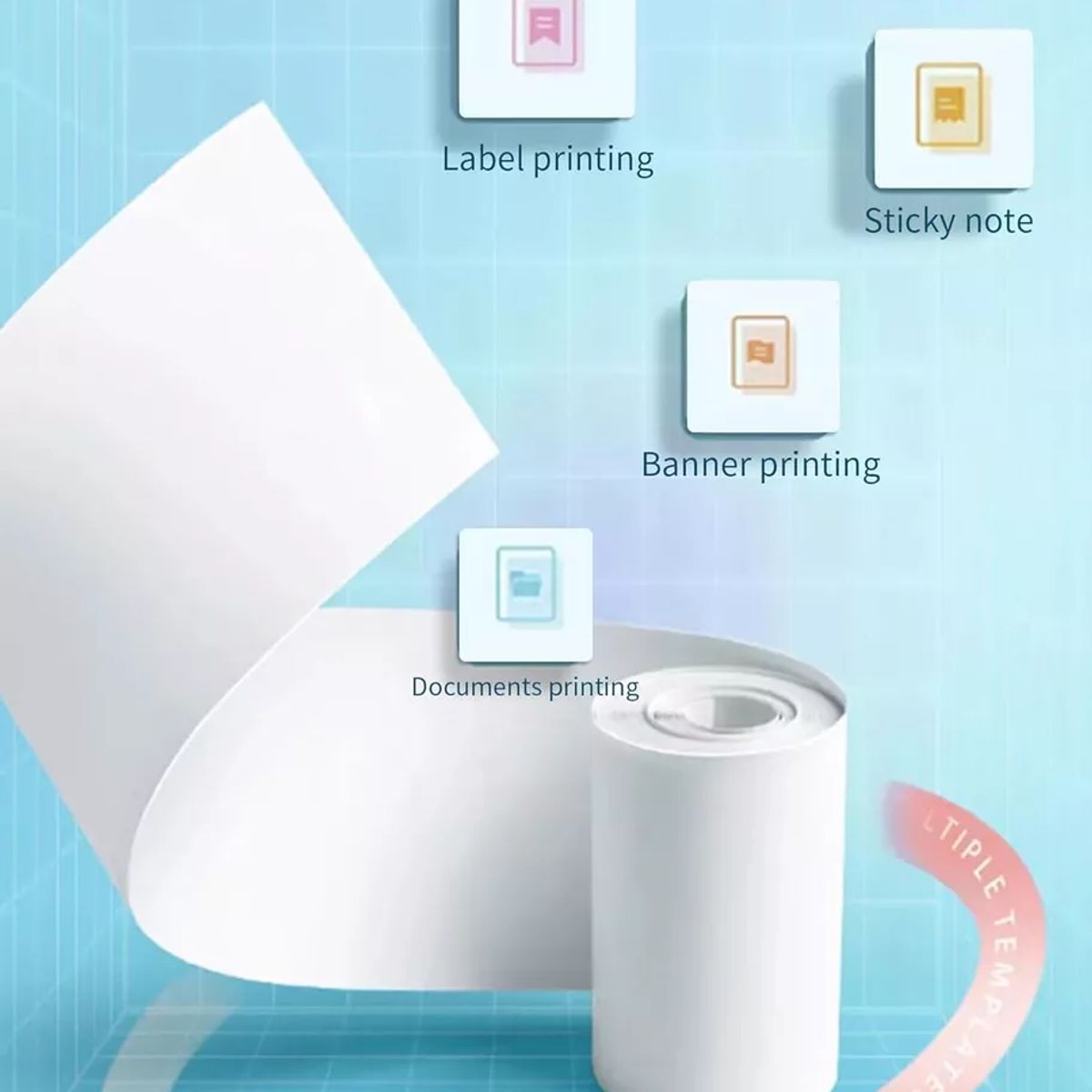 GENERICO - 20 Rollos de Papel Adhesivo Térmico para Mini Impresora 57 mm