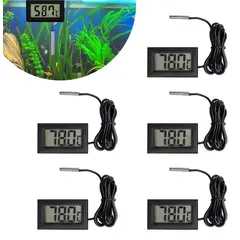 GENERICO - Pack 5 De Termómetros Digitales con Sonda para Peceras y Refrigeradores 2m