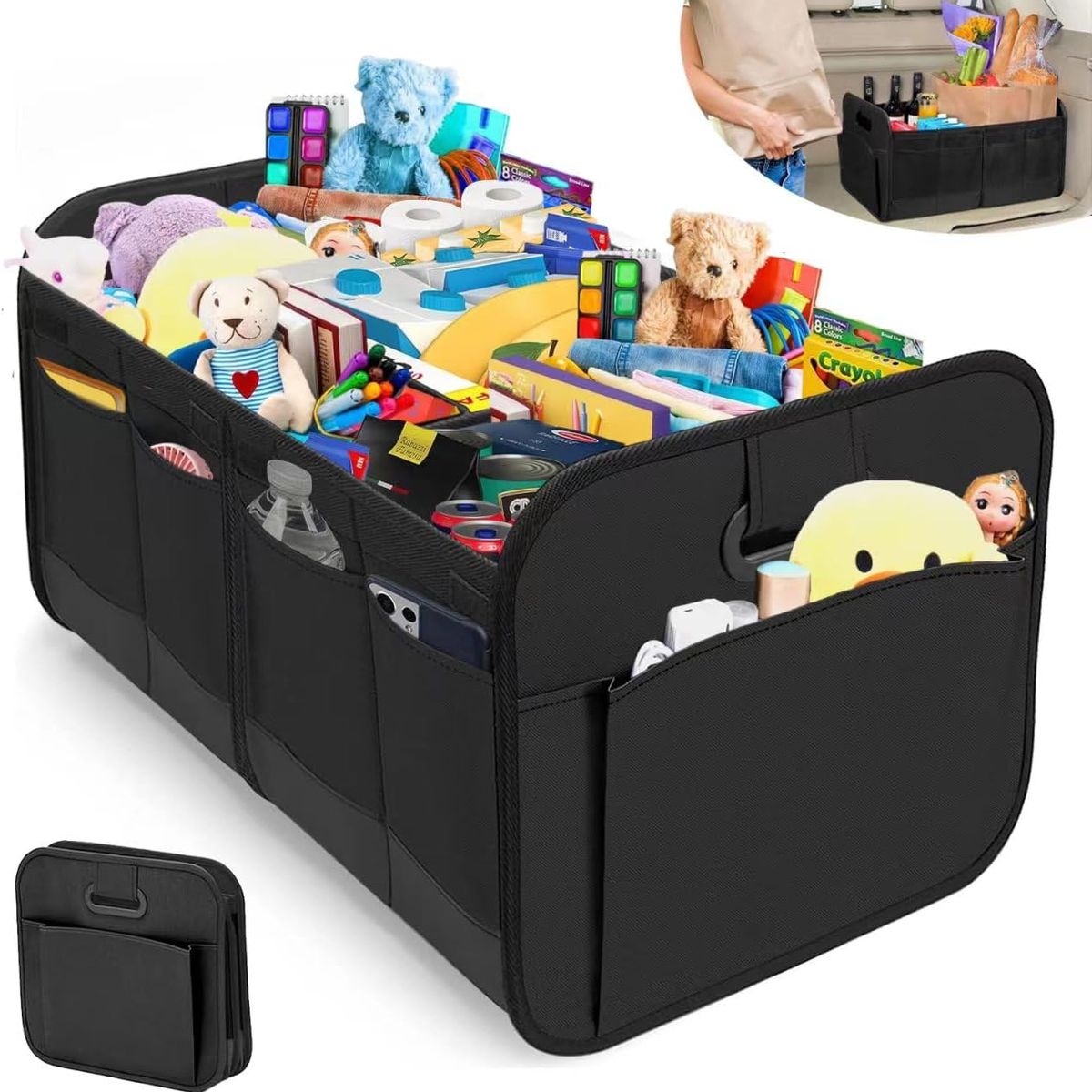 KUANGYE - Caja Organizadora De Maleta Auto Bolso Maletero Plegable Negro Puro Negro