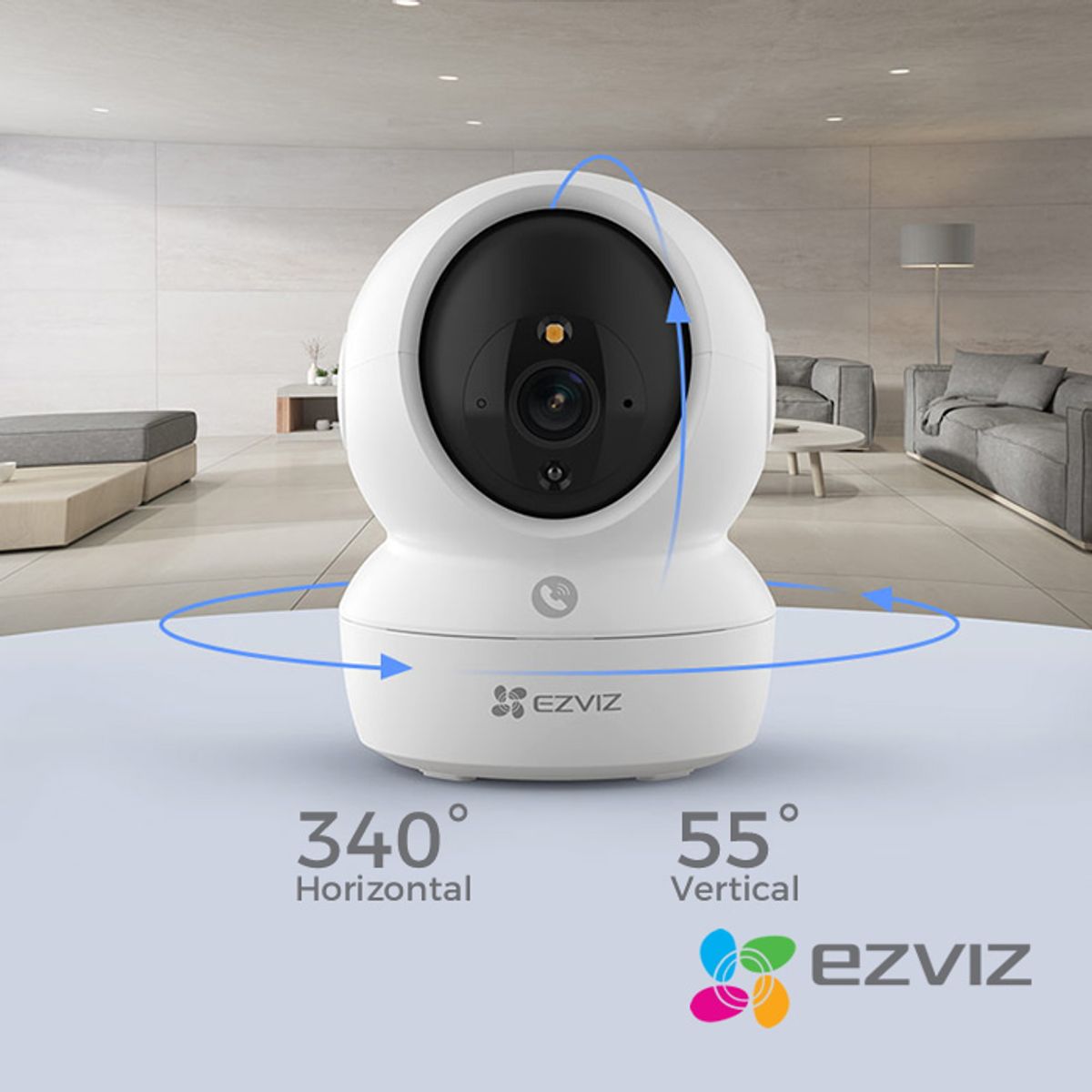 EZVIZ - Camara PT WiFi H6C Pro 2K IR10M Smart Tracking Tipo-C Interior CS-H6C-R105-1L3WF Ezviz