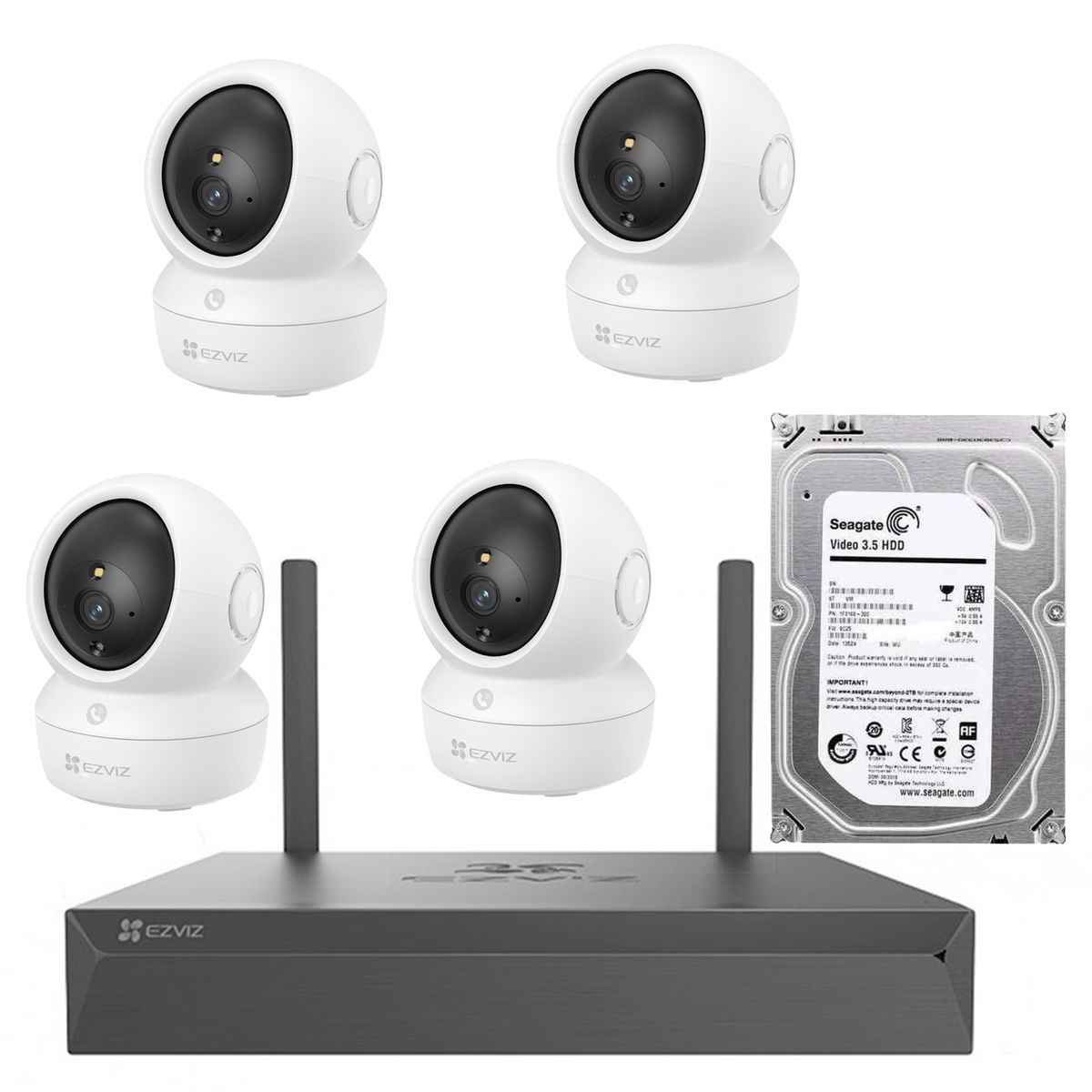 EZVIZ - Kit 4 Camaras Ezviz Nvr 8ch Exterior Inalambricas Wifi 1TB