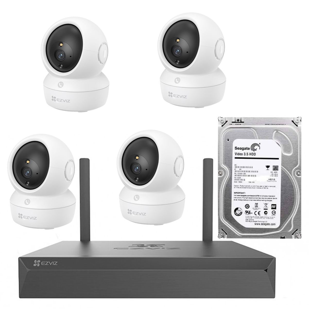 EZVIZ - Kit 4 Camaras Ezviz Nvr 8ch Exterior Inalambricas Wifi 1TB
